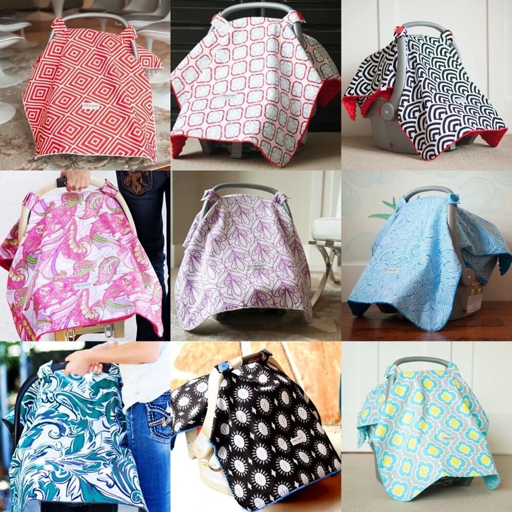 Carseat Cover Purple and White Patterned